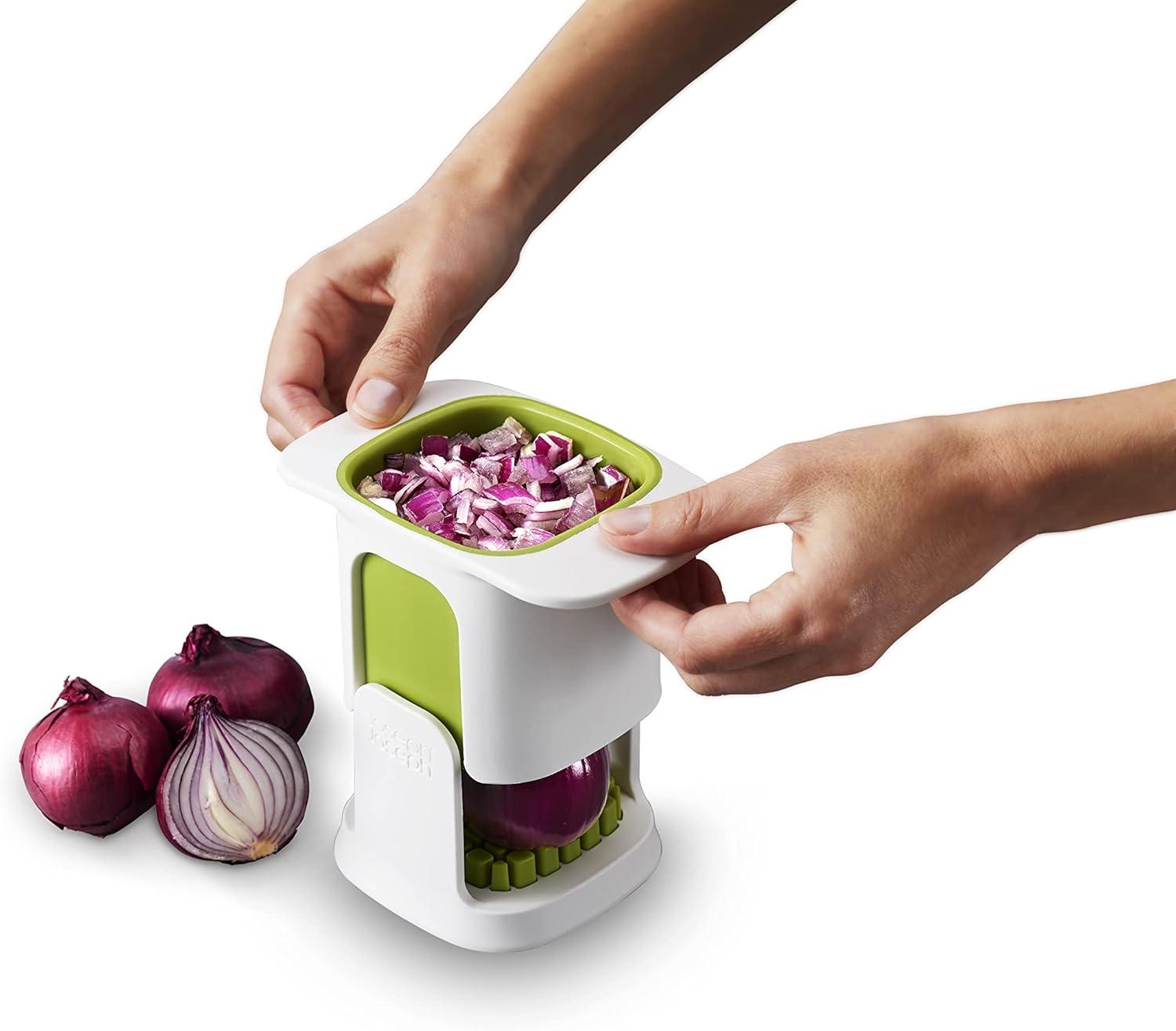 Joseph Joseph ChopCup: Manual Food Chopper with Ergonomic Handle & Stainless Steel Blades, Dishwasher-Safe, White