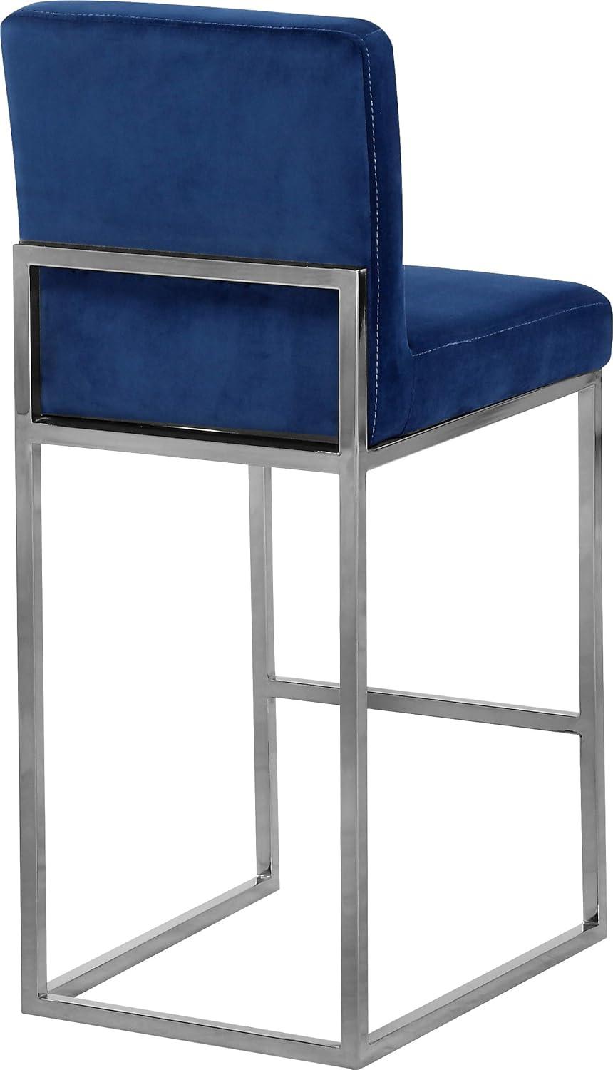 Giselle Navy Velvet Upholstered Counter Stool with Chrome Base