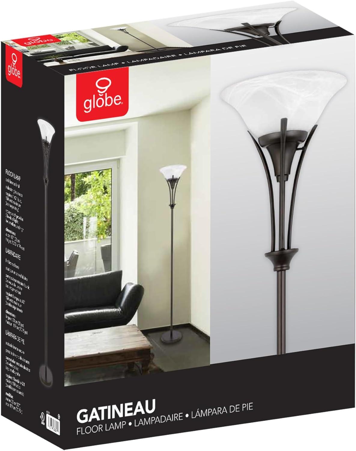 Globe Electric Gatineau 71" Dark Bronze Floor Lamp with Alabaster Glass Shade, 63361