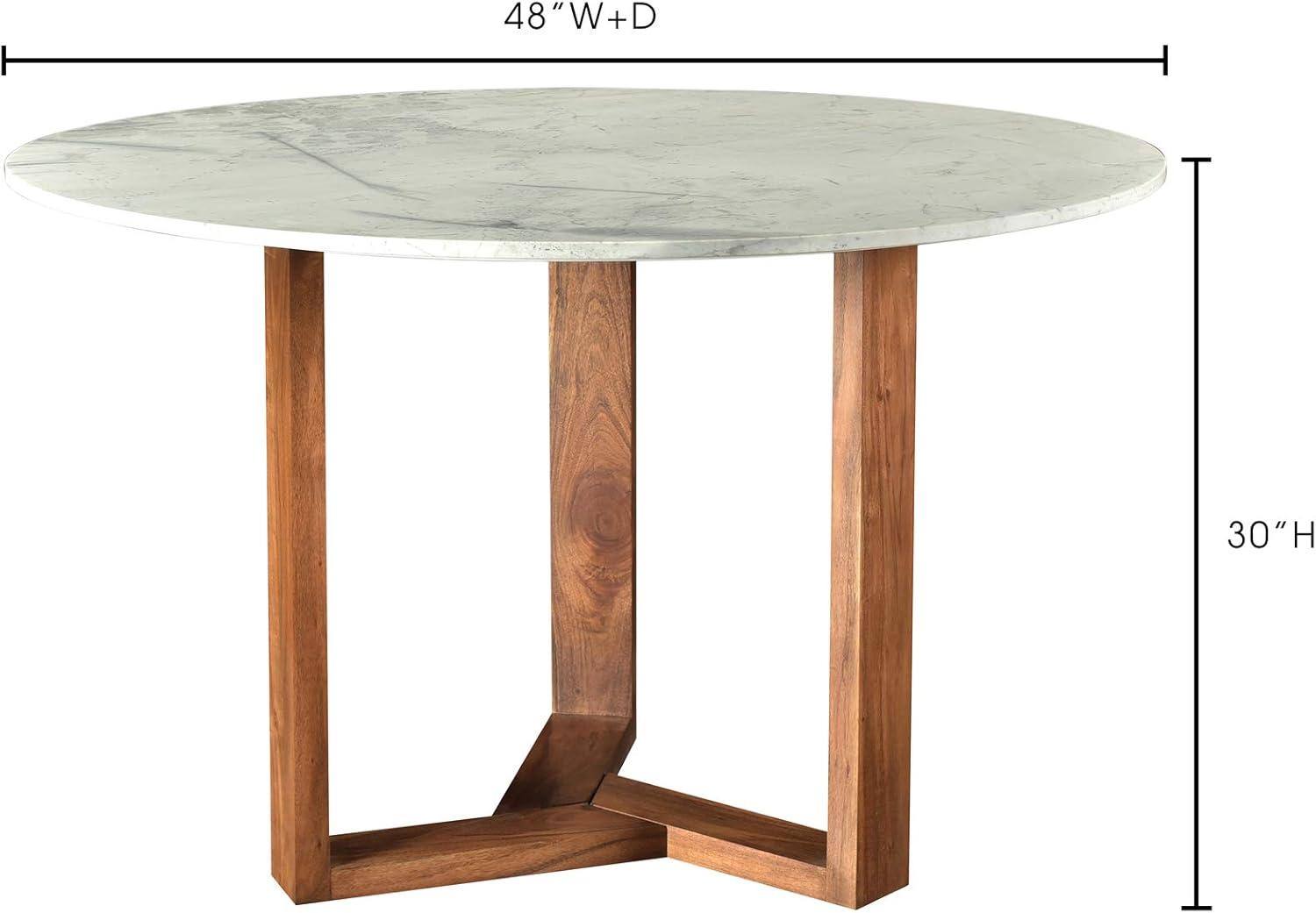 Scandi-Style 48" White Marble Round Dining Table for Six