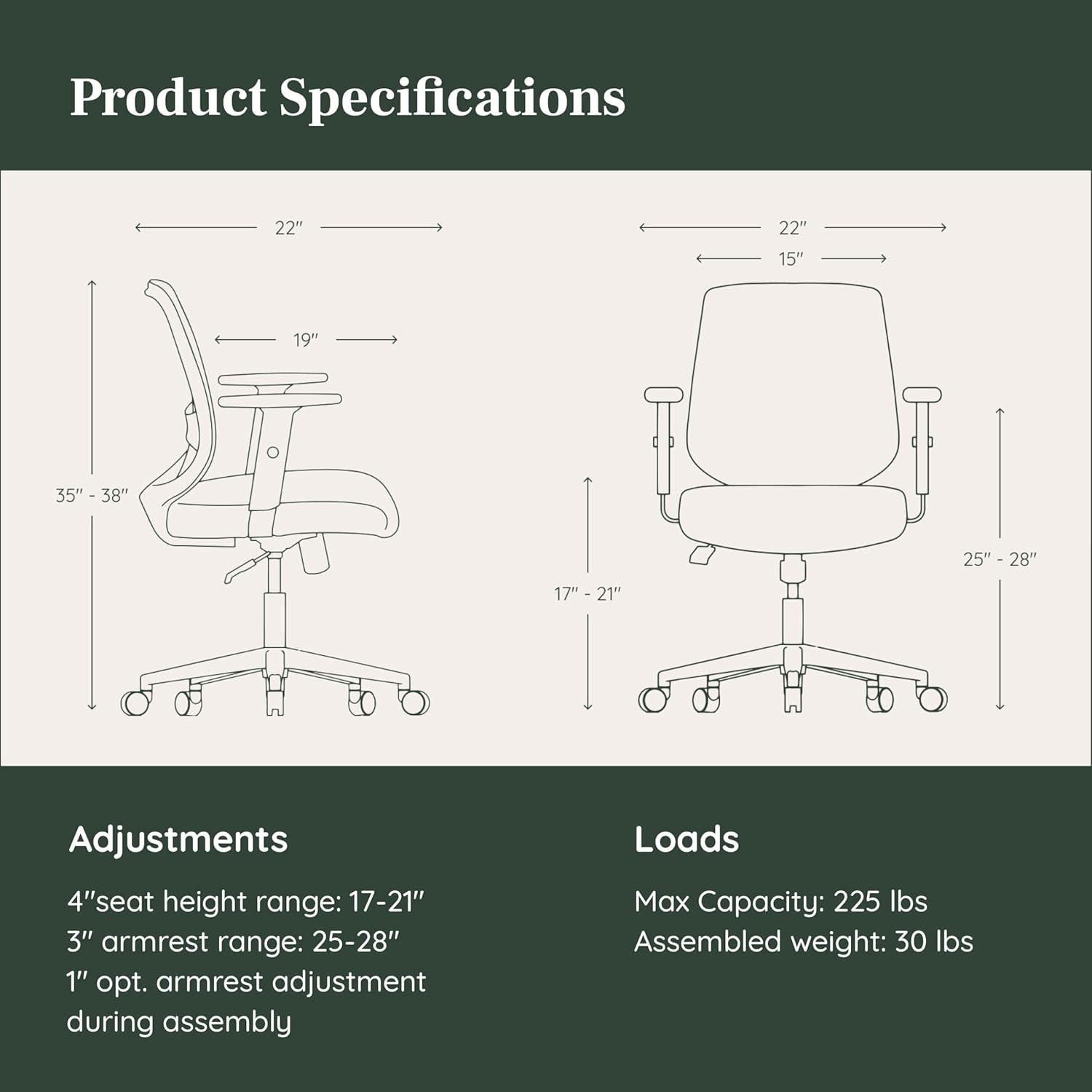 Mahogany Vegan Leather Swivel Task Chair with Adjustable Arms