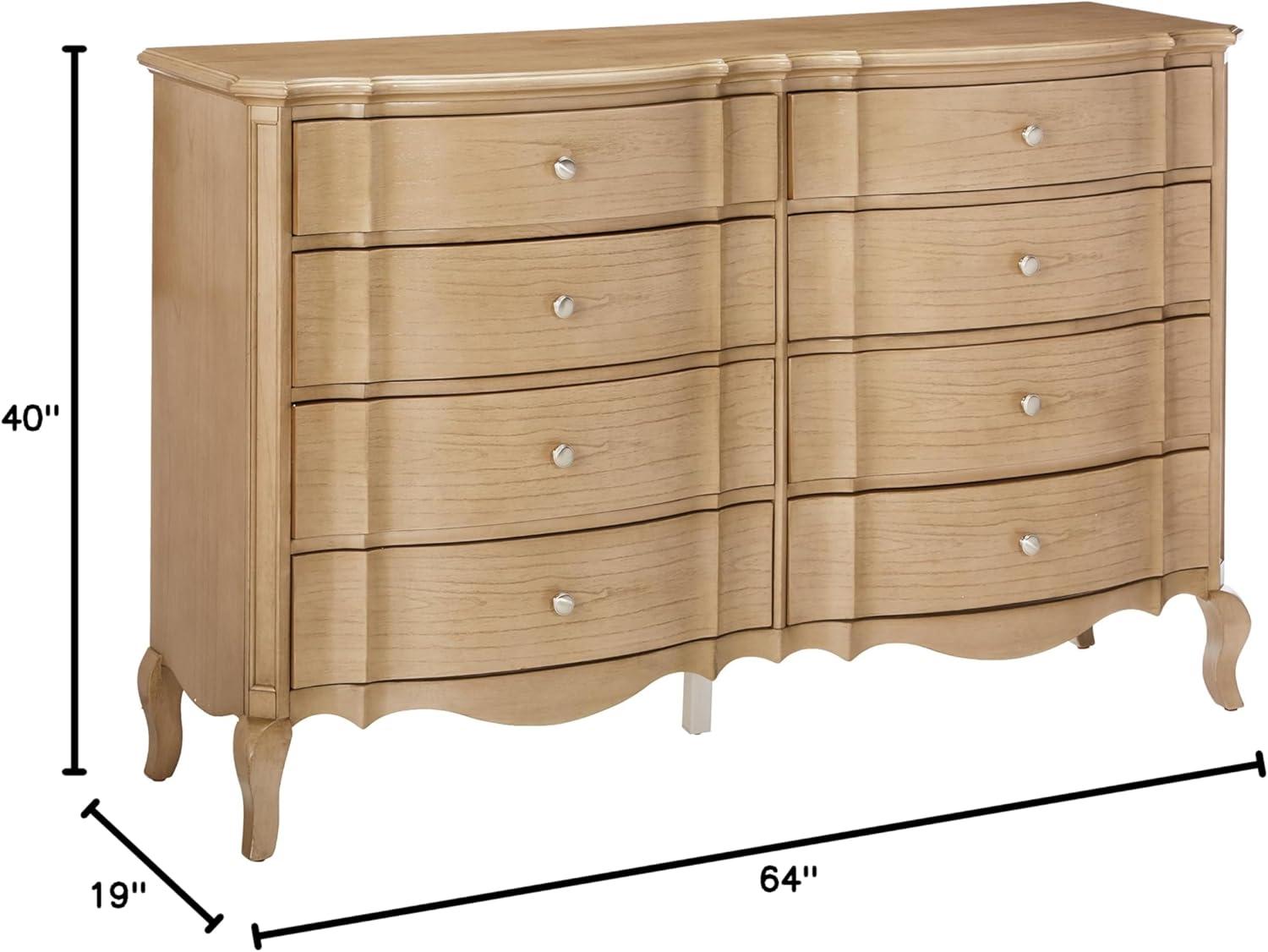 Acme Furniture 64" Chelmsford Dresser Antique Taupe: 8-Drawer Wood Storage for Bedroom, No Assembly Required