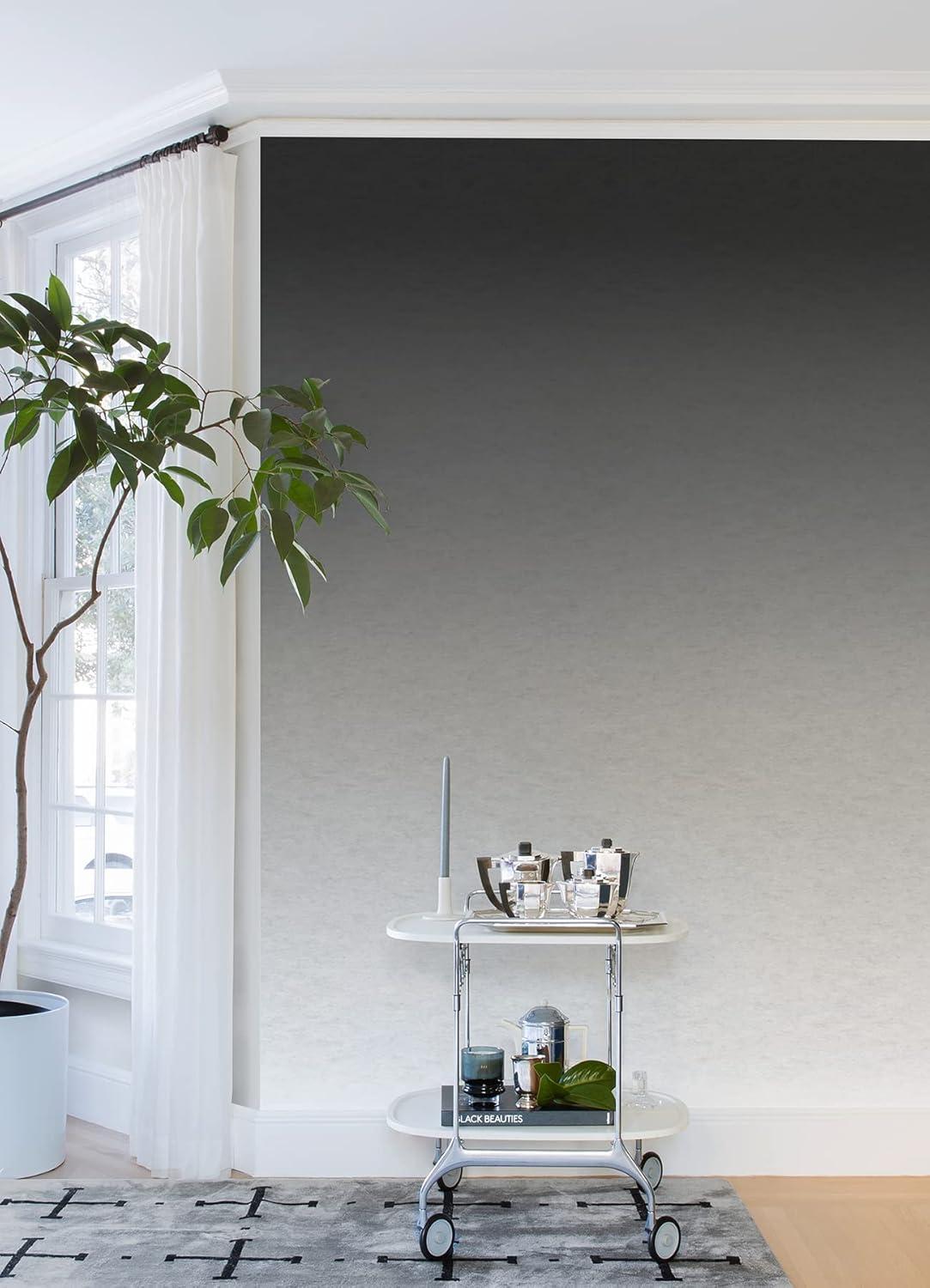RoomMates Aura Ombre Peel and Stick Wallpaper Mural Charcoal: Self-Adhesive Vinyl, Abstract Design, 15.4 Sq Ft Coverage