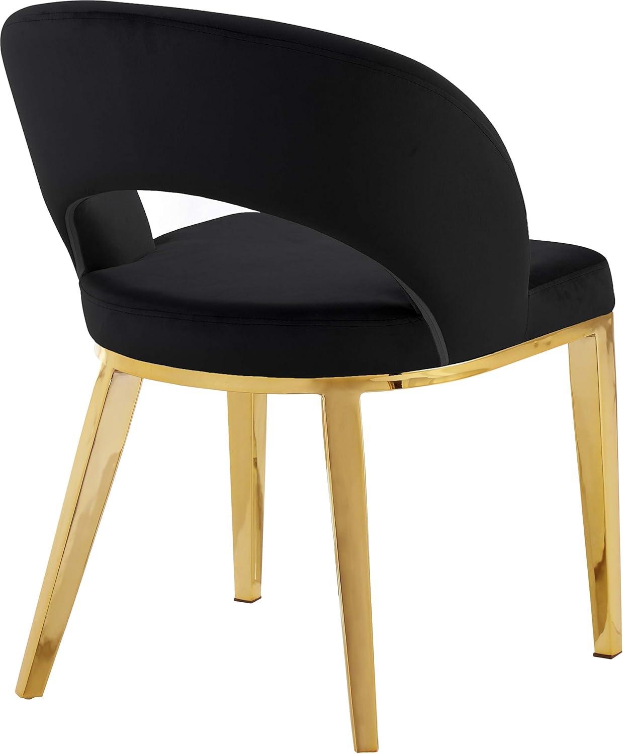 Roberto Black Velvet Upholstered Dining Chair with Gold Legs