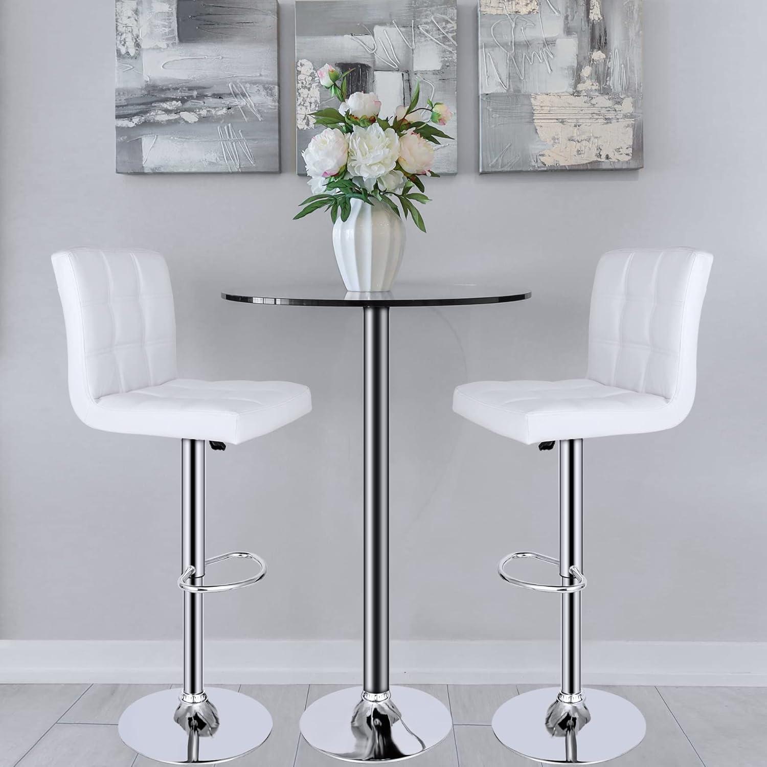 Bar Stools 1 Set Of 2, Counter Height Bar Stools, Square Cushion Bar Stools With Back, Footstool, Cafe, 2 Pieces