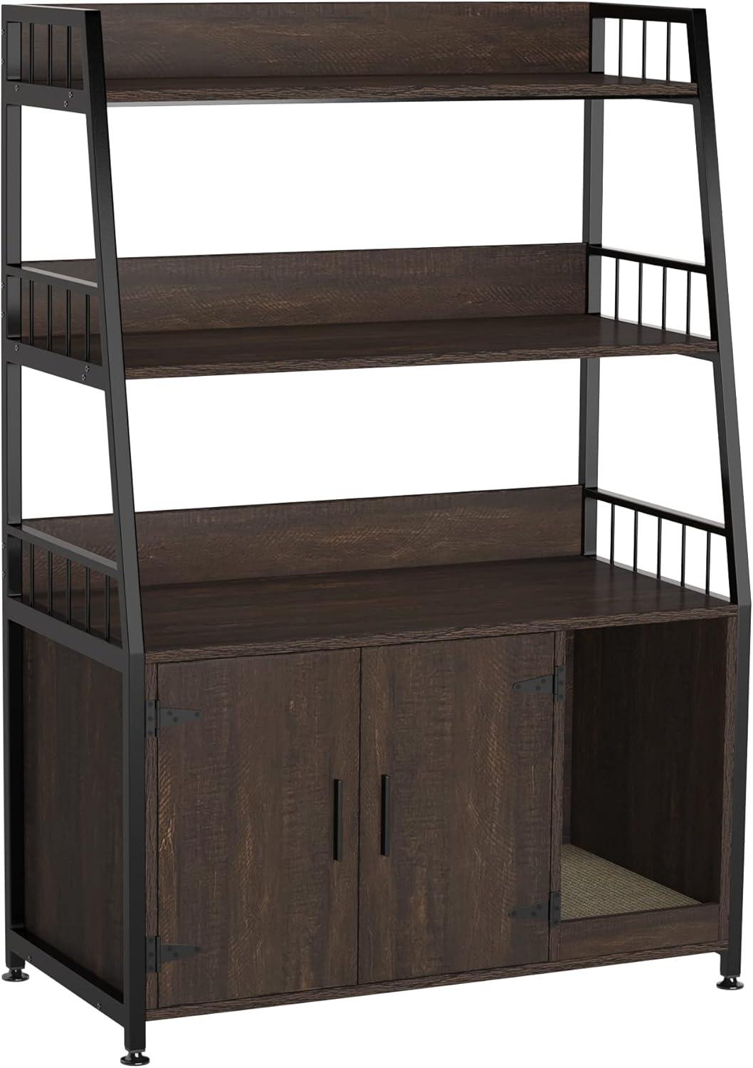 GDLF Large Hidden Cat Litter Box Enclosure Furniture with Shelf  Cat Washroom Storage with Scratch