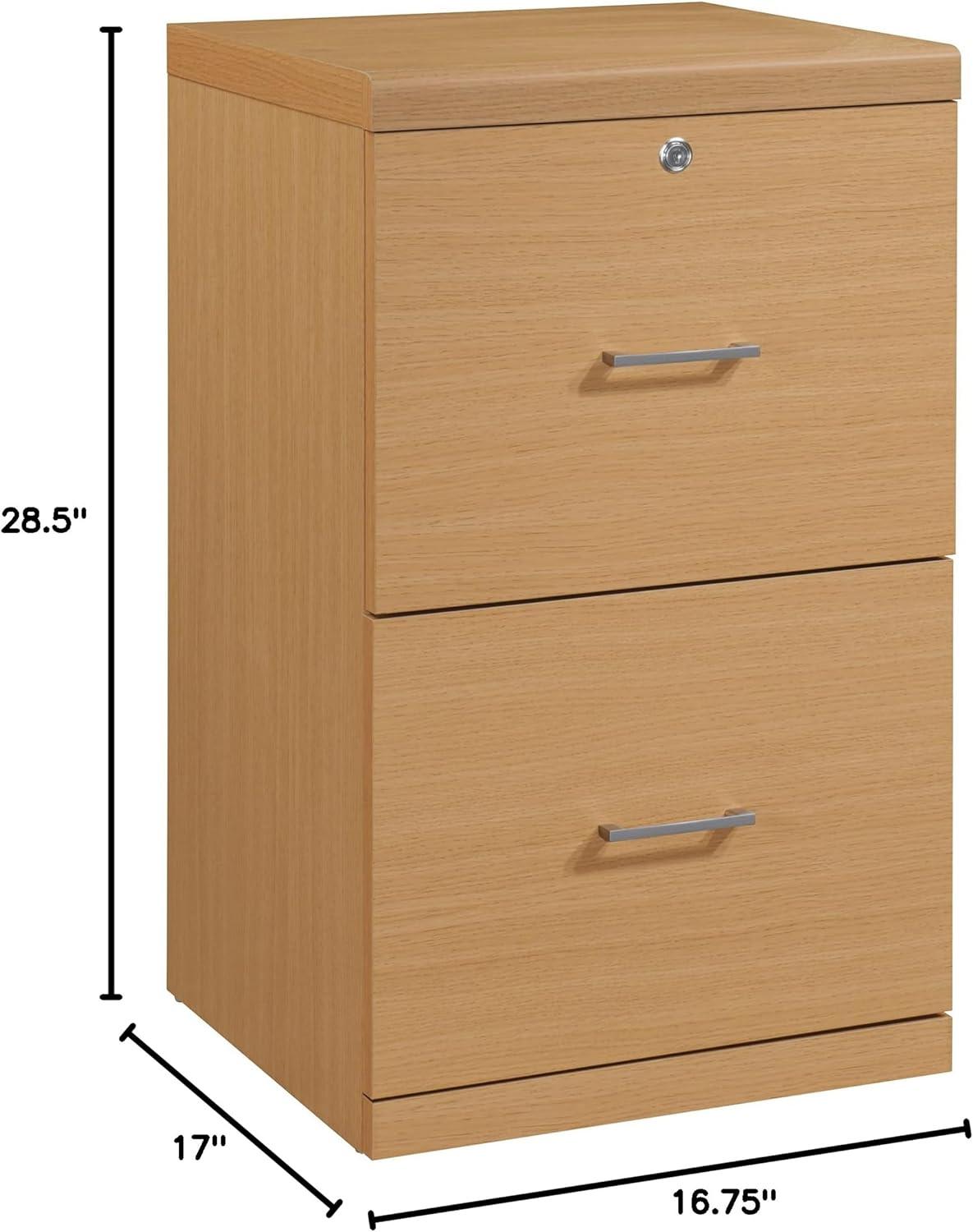 Natural 2-Drawer Lockable Vertical File Cabinet with Engineered Wood