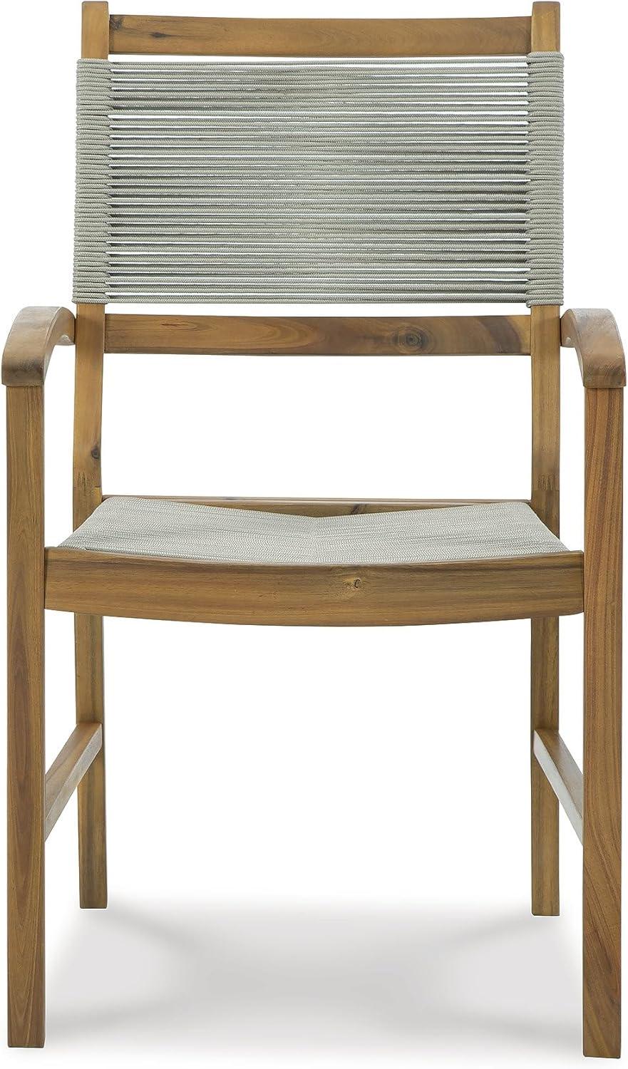 Signature Design by Ashley Janiyah Rope Back Outdoor Dining Arm Chair (Set of 2), Light Brown