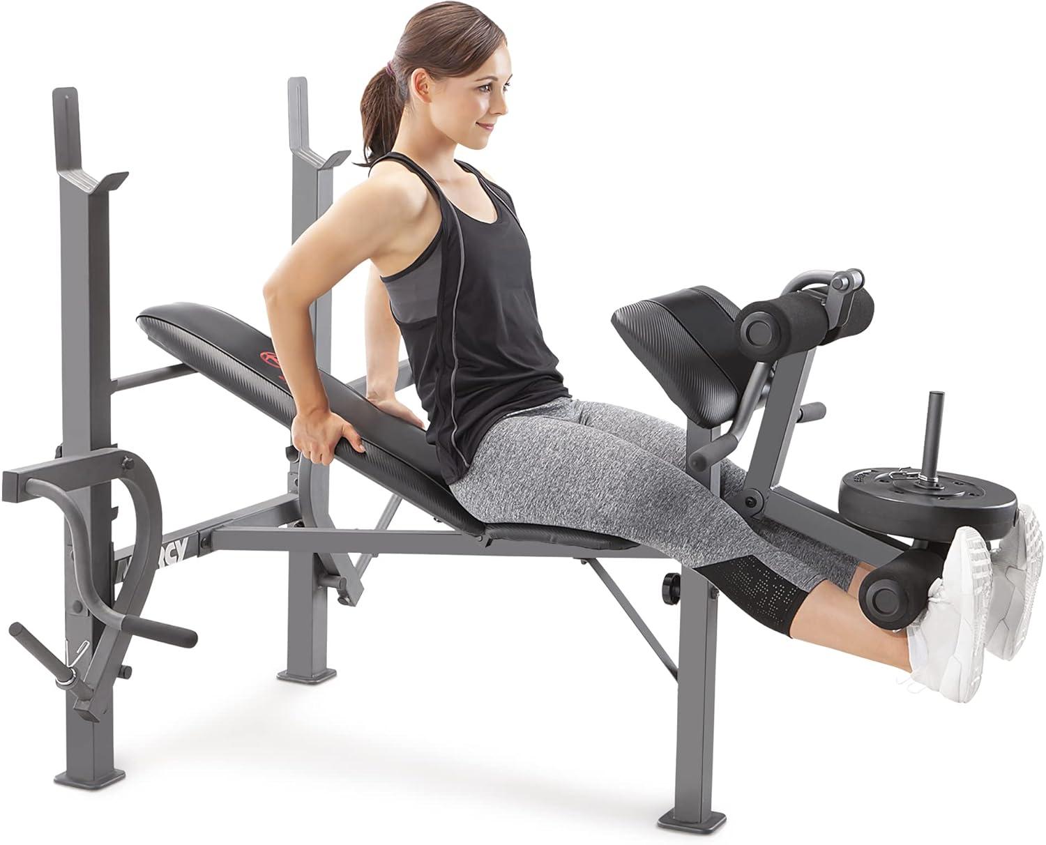 Marcy 66" Black Steel Adjustable Weight Bench with Butterfly