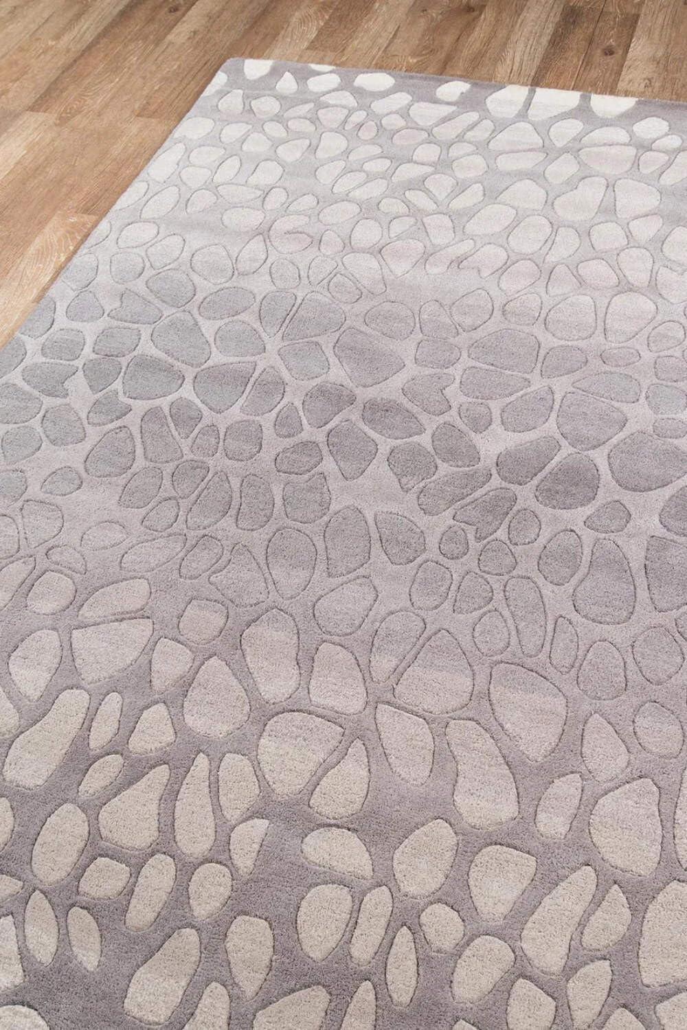 Silver Geometric Hand-Tufted Wool 8' x 10' Area Rug