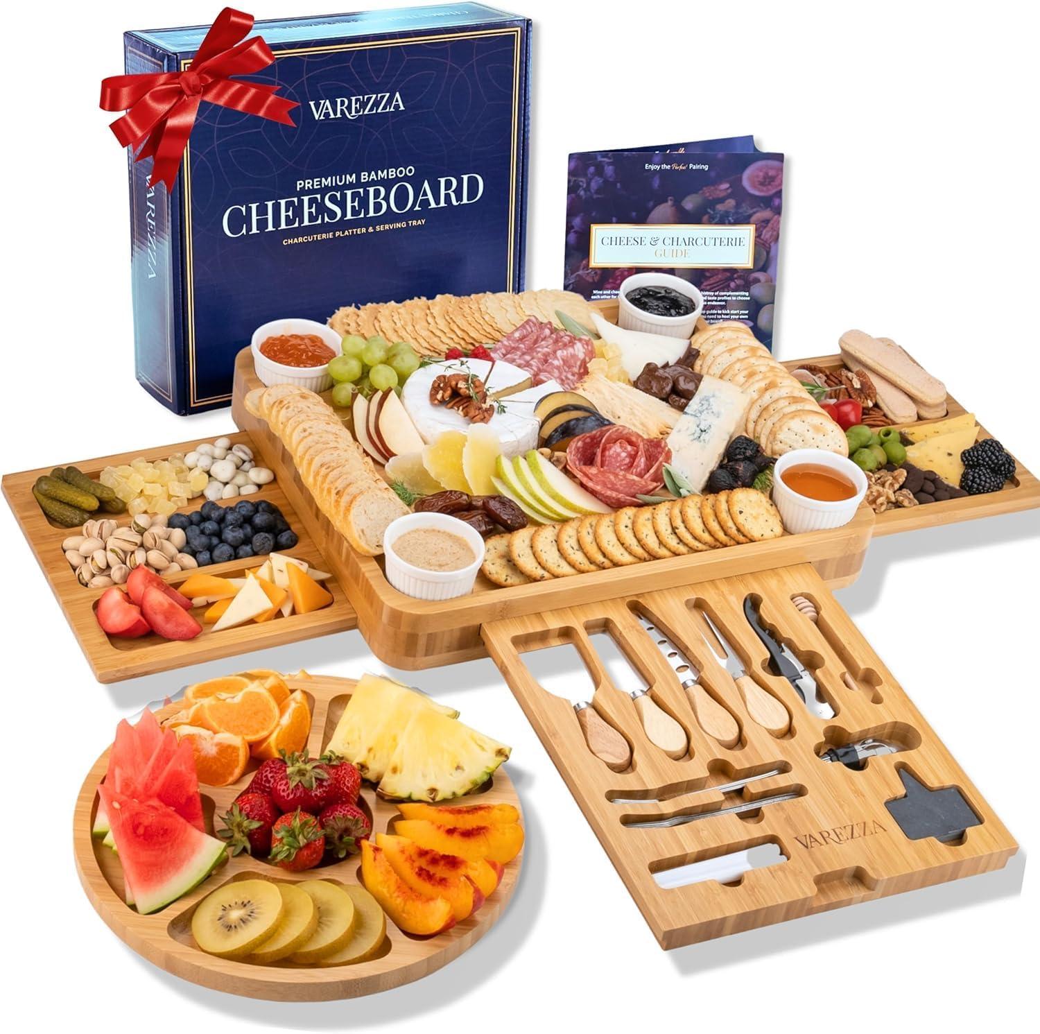 Large Bamboo Cheese Board Set; for Mom, House Warming Gifts, Wedding Gifts, Bridal Shower Gift, Thanksgiving Gifts