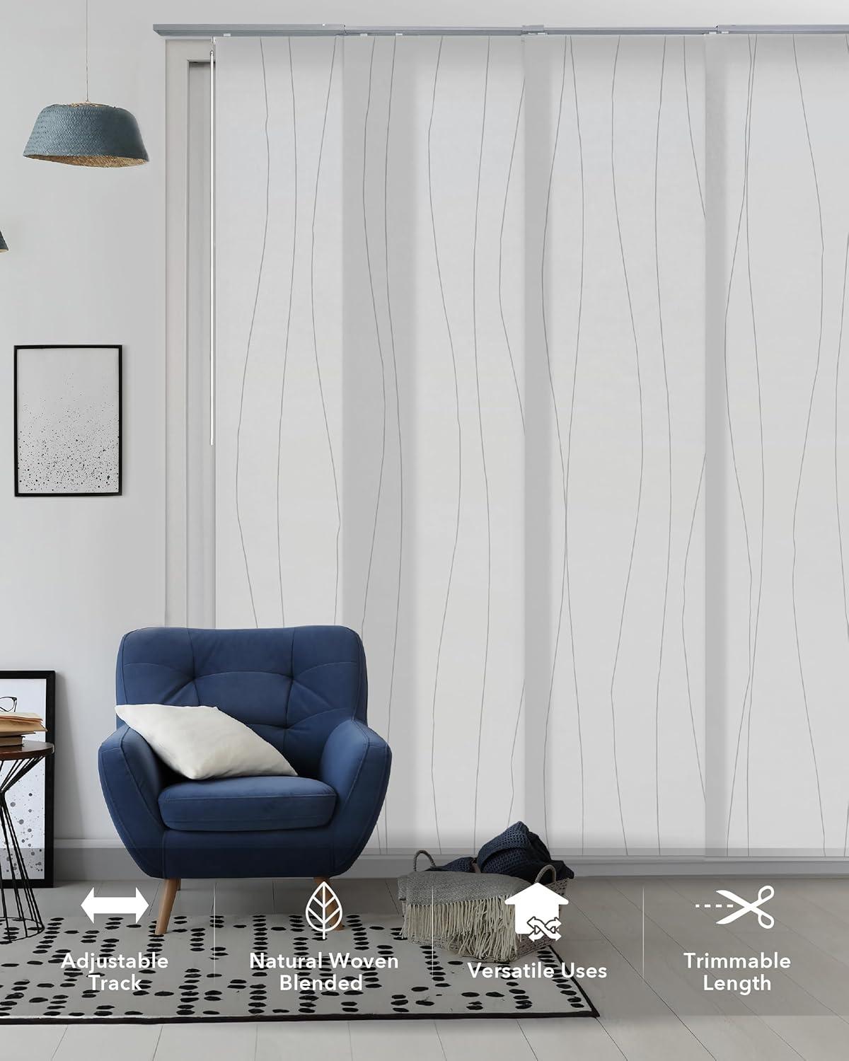 GoDear Design Adjustable Sliding Panel Track Blind 45.8"- 86" W x 96" H, Vertical Blinds Cordless, Light Filtering, Catch Me