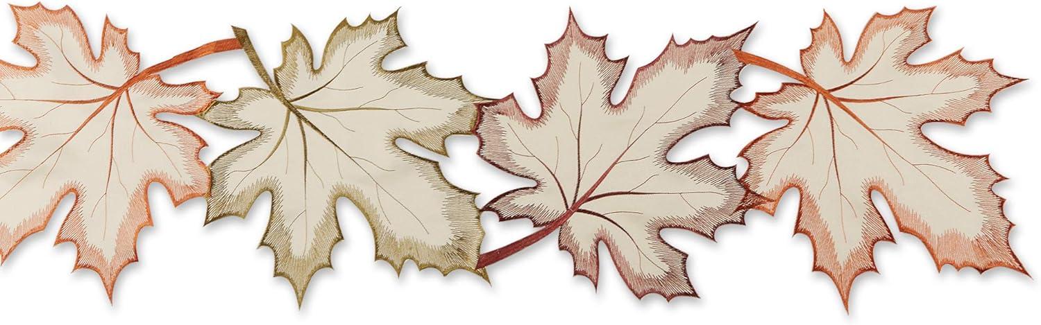 Embroidered Maple Leaves Table Runner