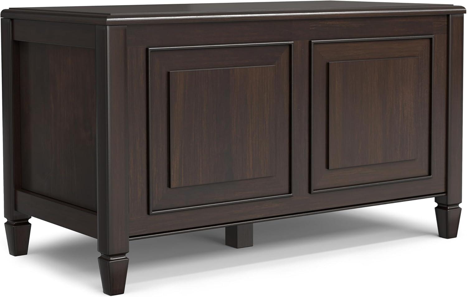 Chestnut Brown Solid Wood Storage Bench Trunk with Safety Hinges