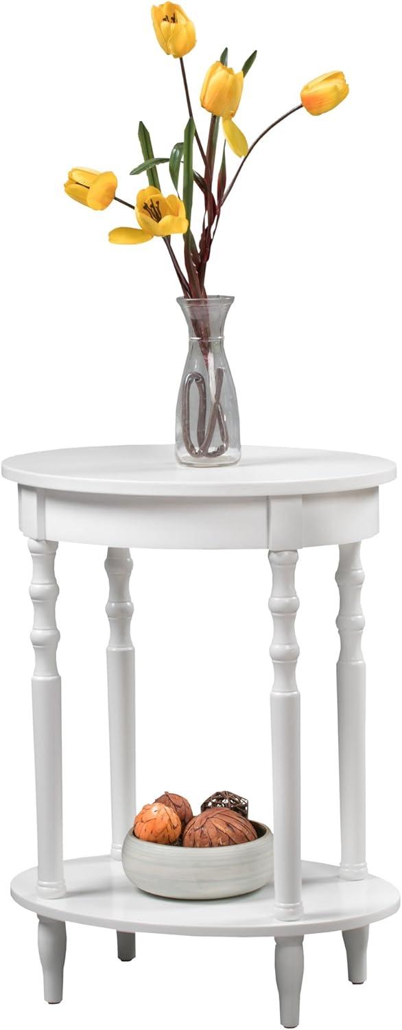 Classic Brandi White Oval End Table with Shelf