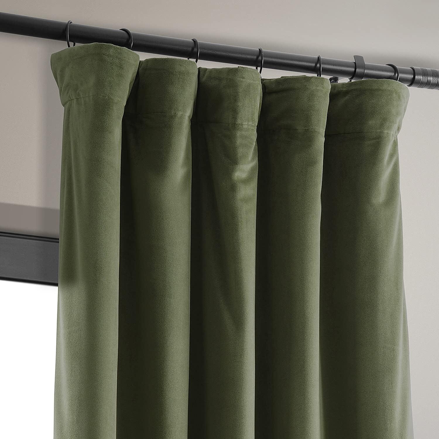 Signature Hunter Green Blackout Velvet Curtain (1 Panel), Hunter Green, 50W X 120L