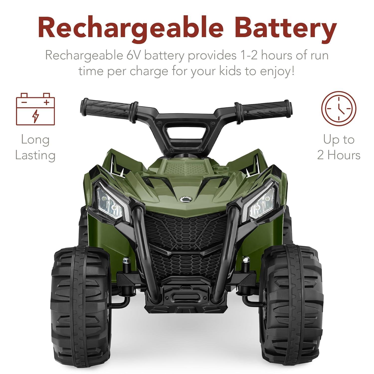 Best Choice Products 6V Kids Ride-On 4-Wheeler Quad ATV Car w/ 1.8mph Max Speed, Treaded Tires - Army Green