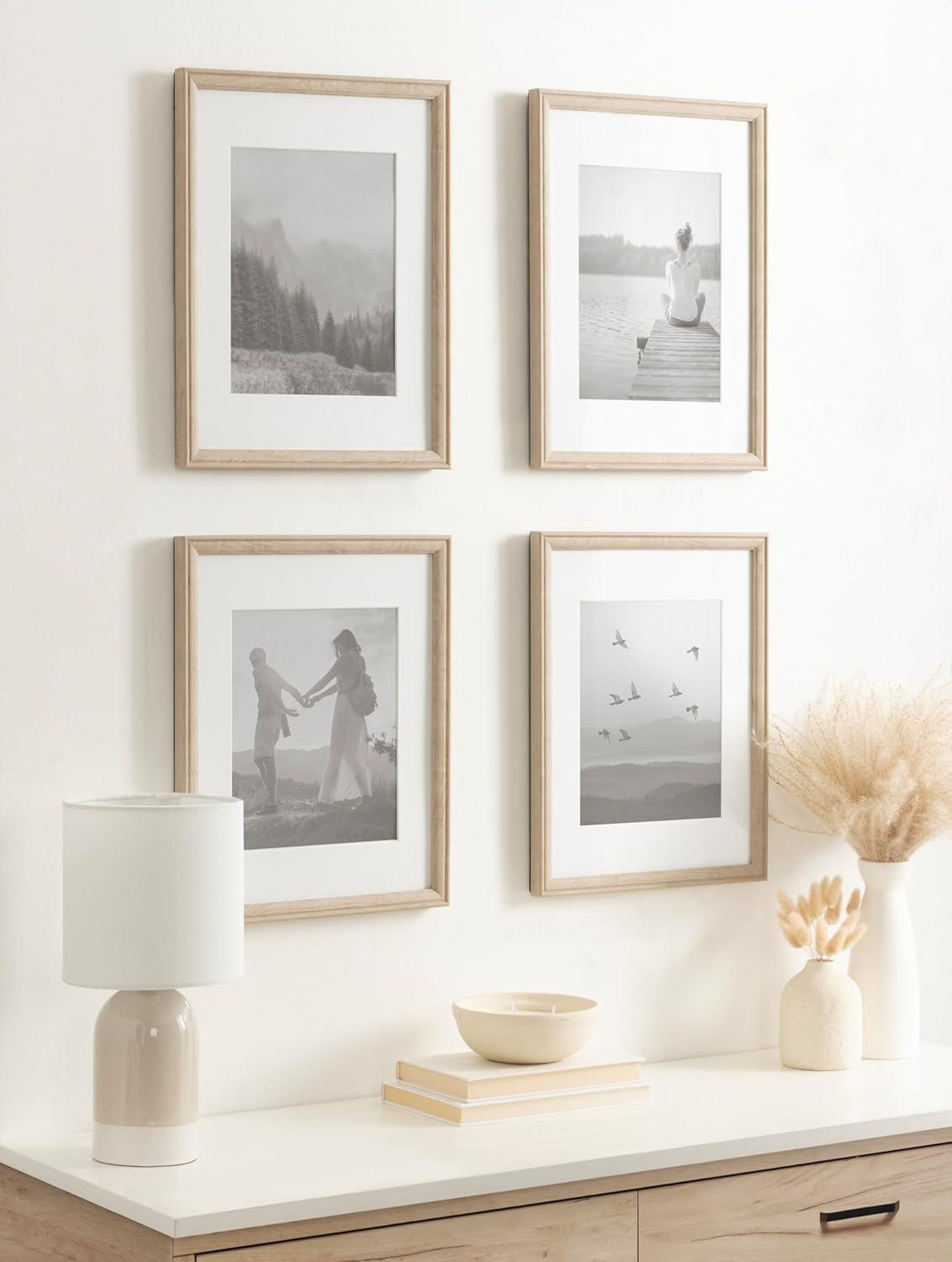 Kate & Laurel All Things Decor (Set of 4) 11"x14" Matted to 8"x10" Adlynn Rectangle Picture Frames Natural