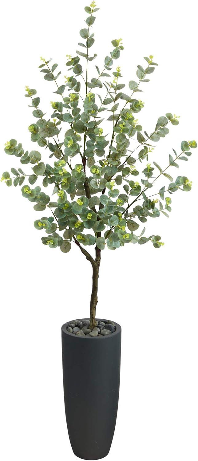 Nearly Natural 5-ft Eucalyptus Artificial Tree in Gray Planter