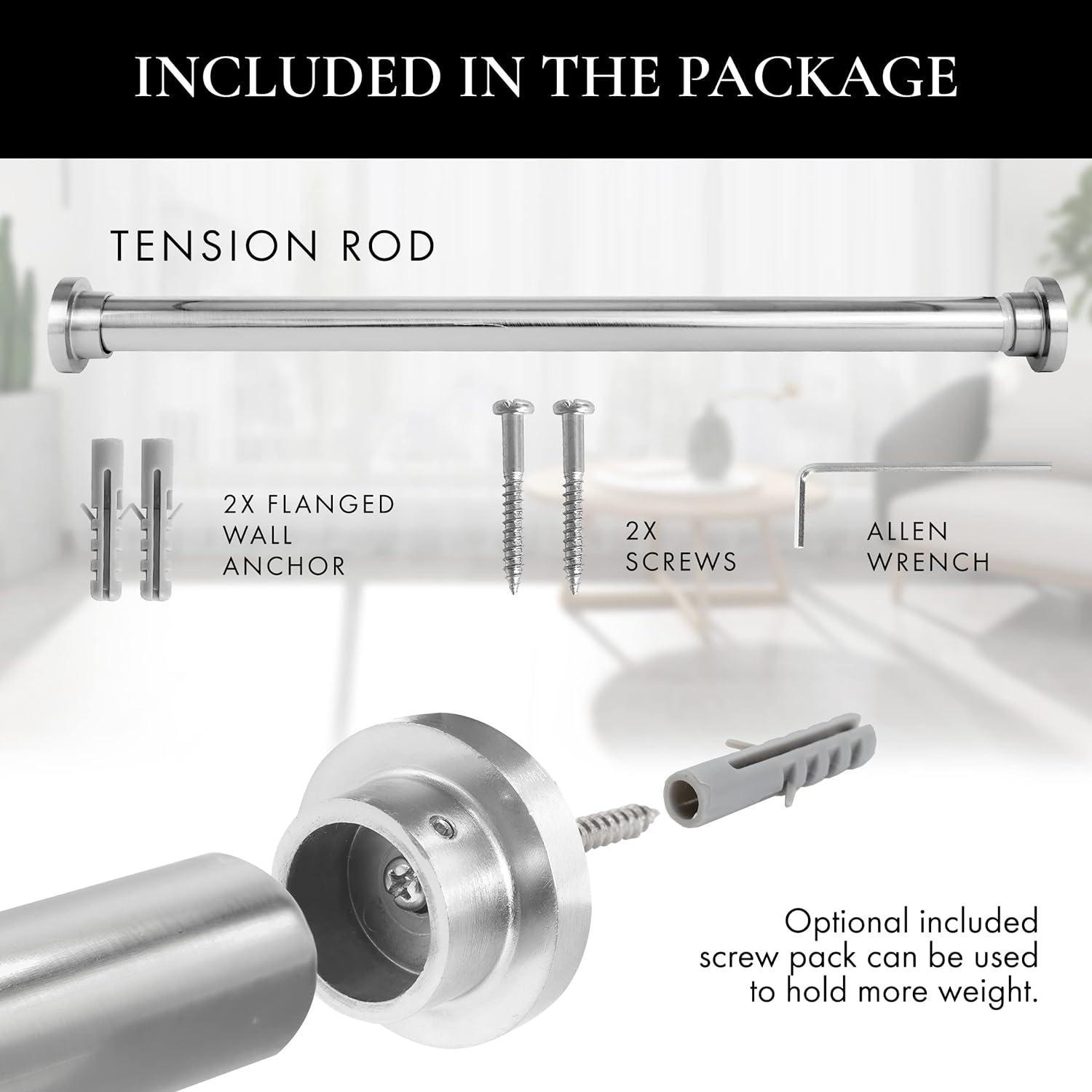 Satin Nickel Adjustable Metal Tension Rod, 18-30 Inches