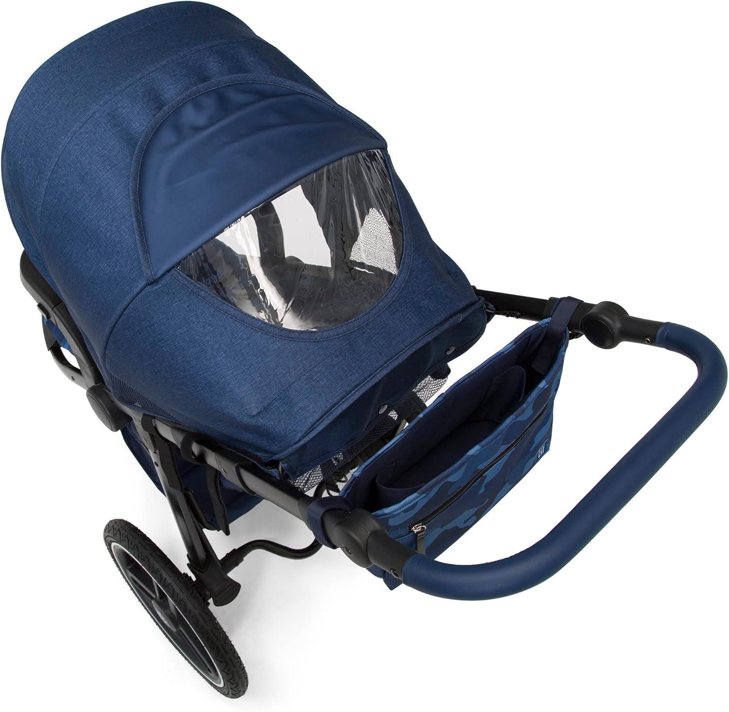 babyGap Trek Jogging Stroller - Lightweight Jogging Stoller with Extendable Canopy & Reclining Seat - Includes Car Seat Adapter - Made with Sustainable Materials, Navy Camo