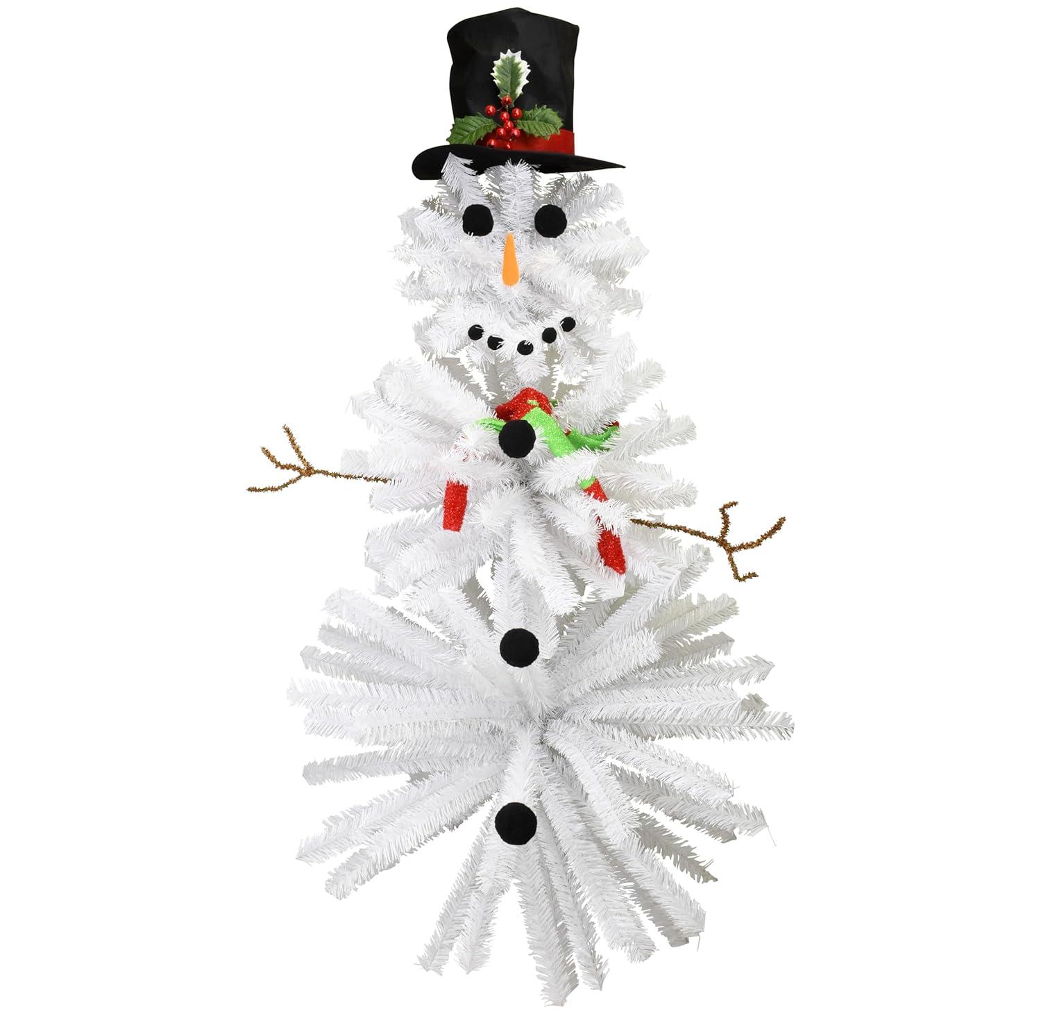 5 Ft White PVC Snowman Christmas Tree with Accessories