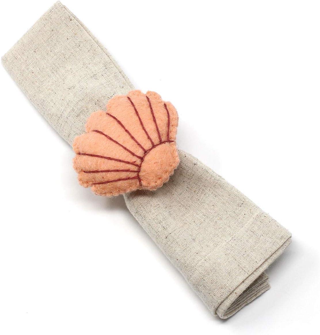 The Curated Nomad  Thrift Handmade Seashore Napkin Rings (Set of 4)