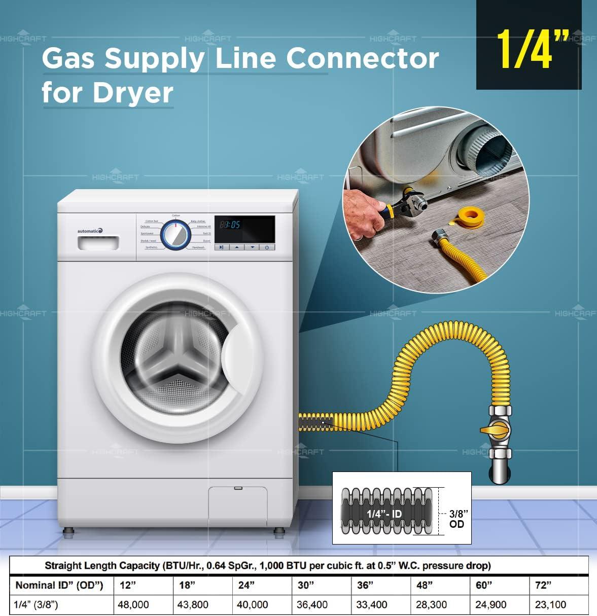 Yellow Coated Stainless Steel Flexible Gas Line Hose, 48 Inches