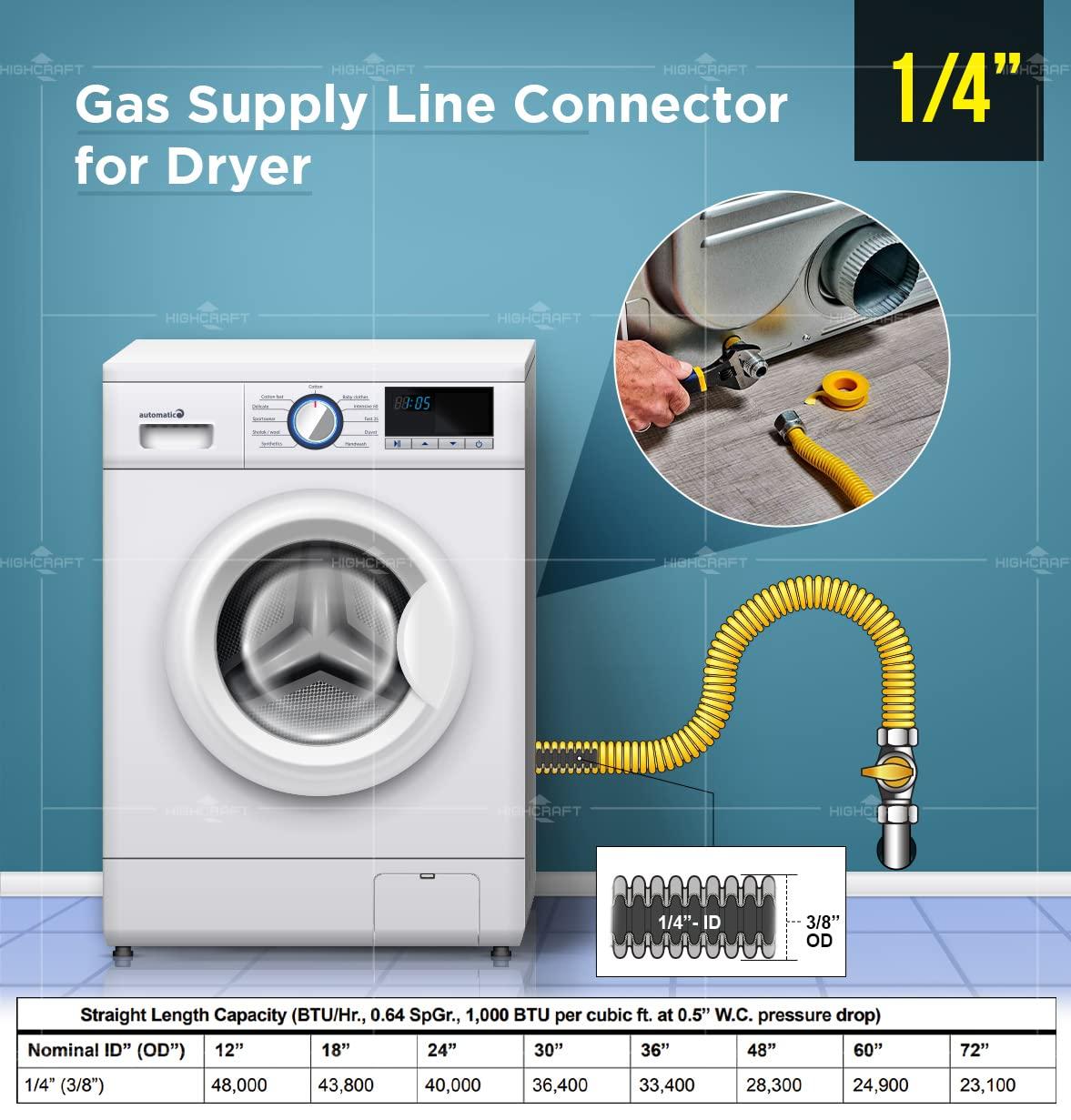 Yellow Coated Stainless Steel Flexible Gas Line Hose, 48 Inches