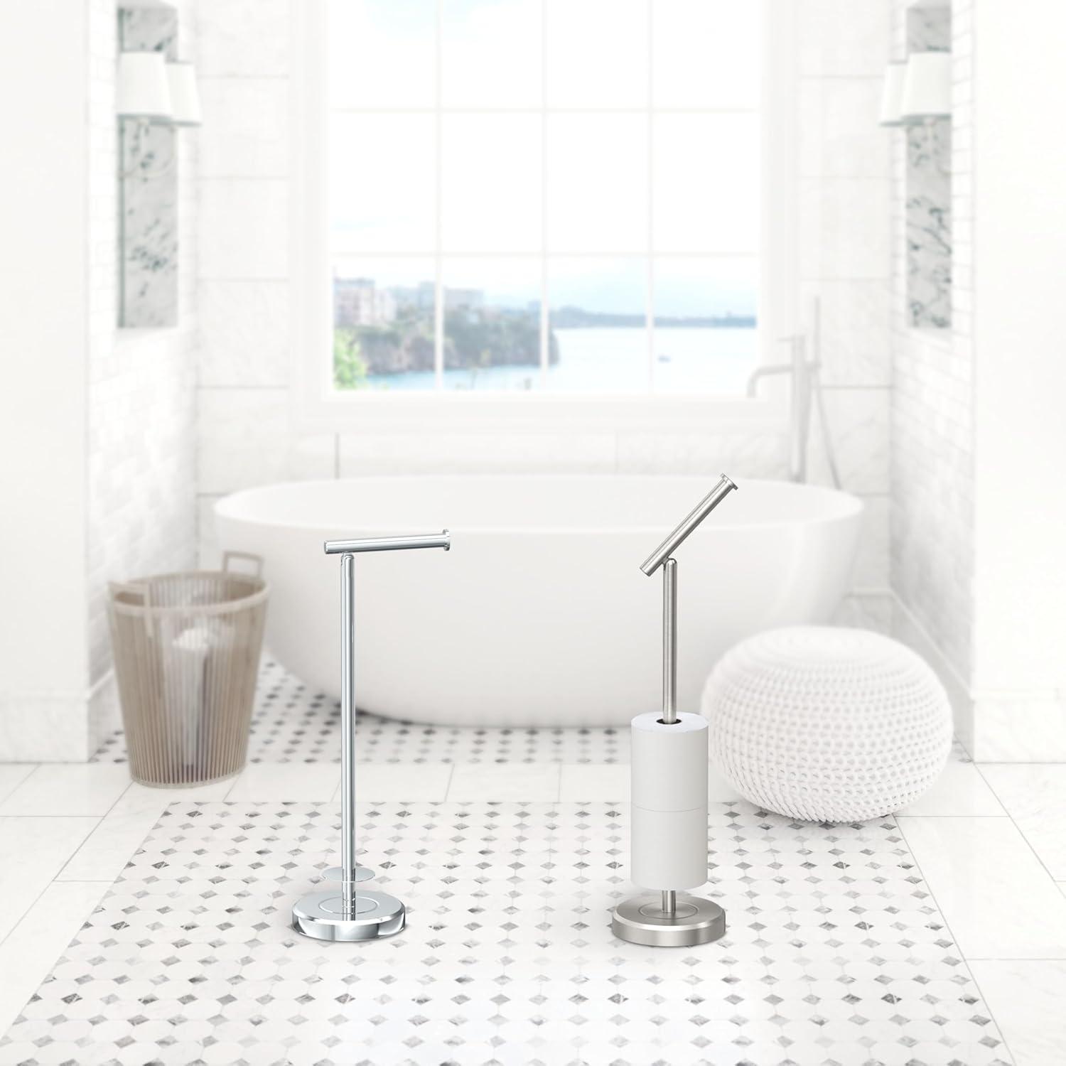 Gatco 1448C Latitude II 22" Standing Tissue Holder with Storage, Chrome