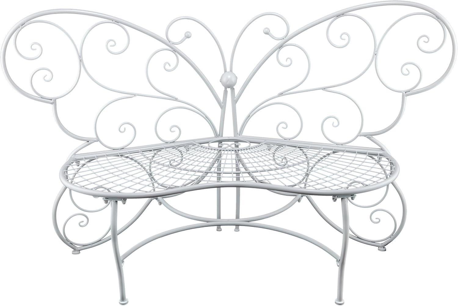 Alpine Corporation 62" x 26" x 38" Outdoor or Indoor Steel Butterfly Garden Bench, White