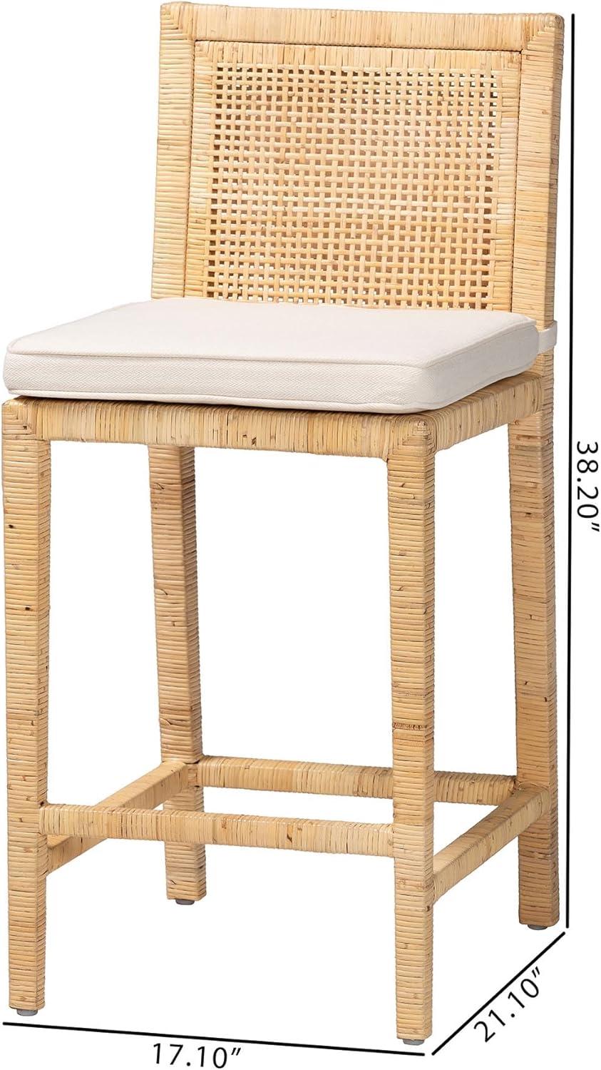 Sofia Wood and Rattan Counter Height Barstool Natural - bali & pari