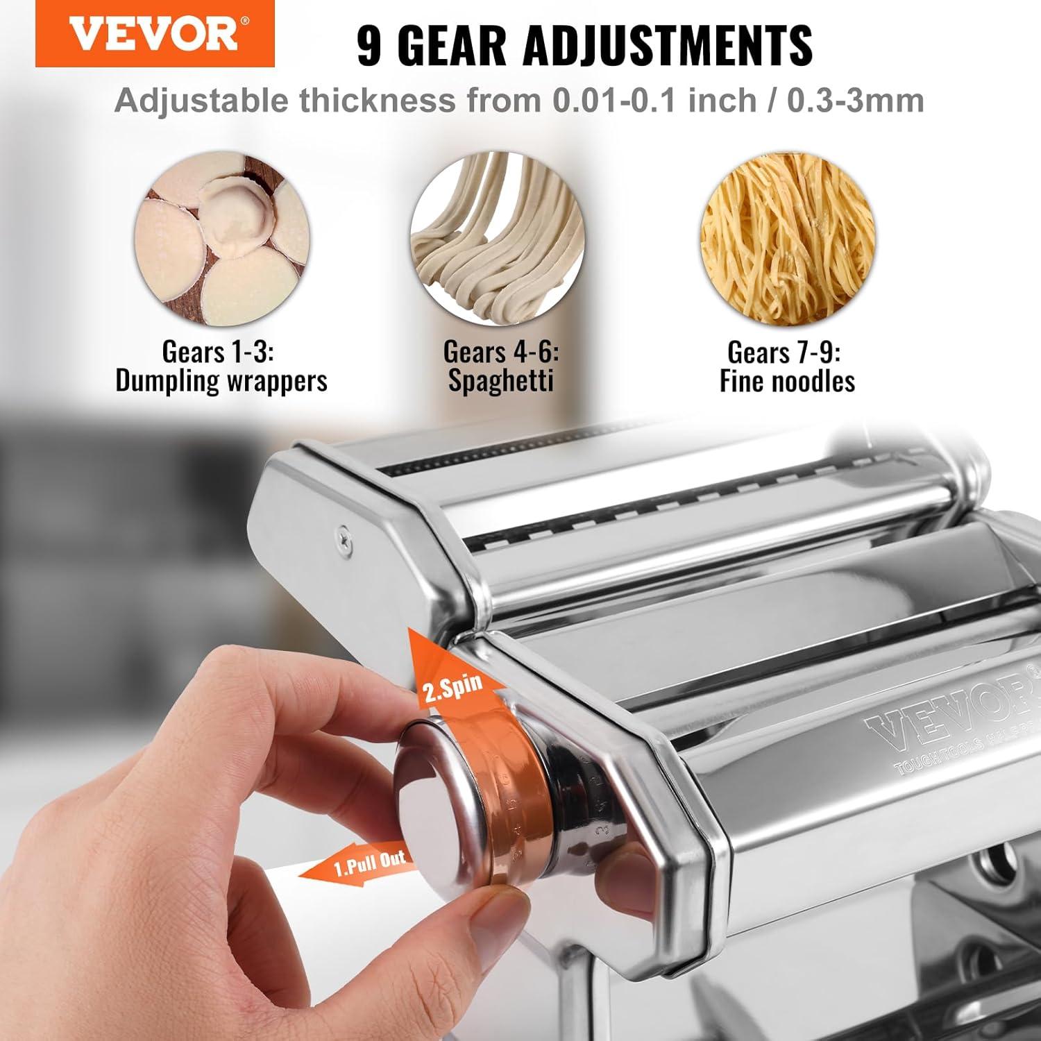 Electric Pasta Maker Machine, 9 Adjustable Thickness Settings Noodles Maker, Stainless Steel Noodle Rollers and Cutter, Pasta Making Kitchen Tool Kit, Perfect for Spaghetti, Fettuccini, Lasagna