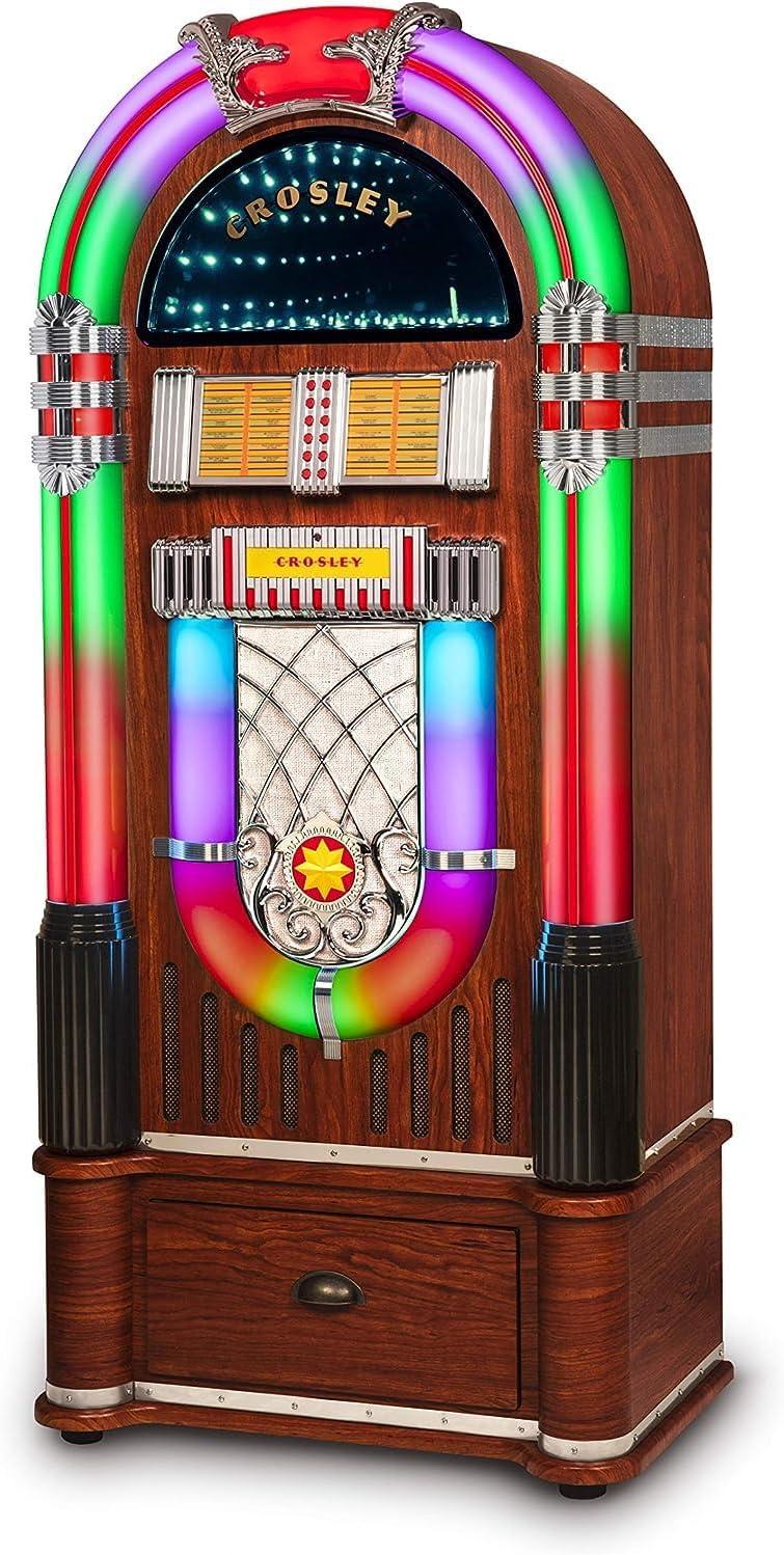 Walnut Bluetooth Jukebox with AM/FM Radio and CD Player