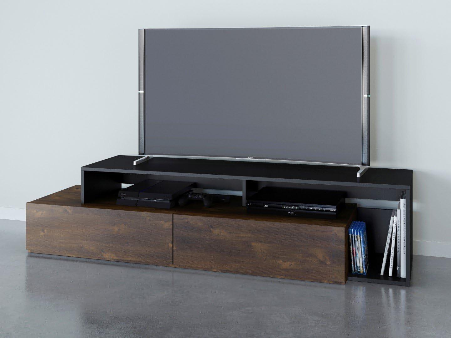 Nexera Paisley TV Stand for TVs up to 80 in Truffle and Black