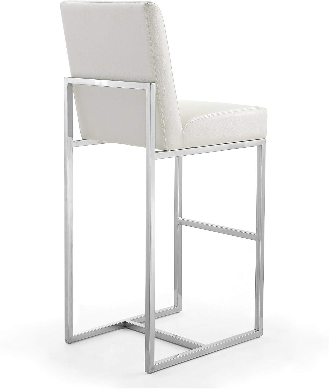 Manhattan Comfort Element 29.53" Faux Leather Barstool in White