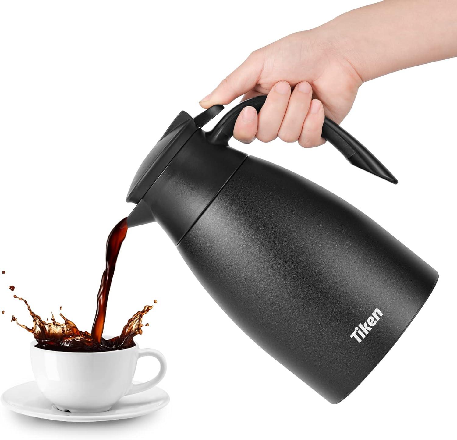51 Oz Thermal Coffee Carafe, Stainless Steel Insulated Vacuum Coffee Carafes For Keeping Hot, 1.5 Liter Beverage Dispenser (Starry Black)