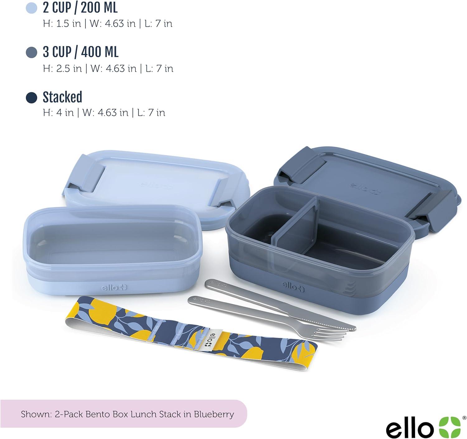 Ello 2pk Plastic Lunch Stack Food Storage Container