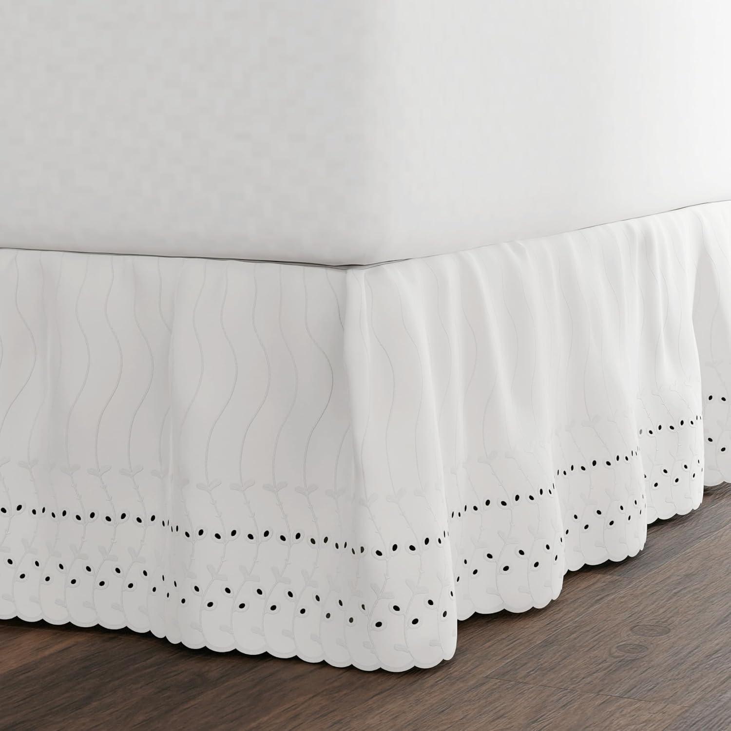 Fresh Ideas  Fresh Ideas Ruffled Eyelet Bed Skirt, 14" Drop Length & Reviews | Wayfair