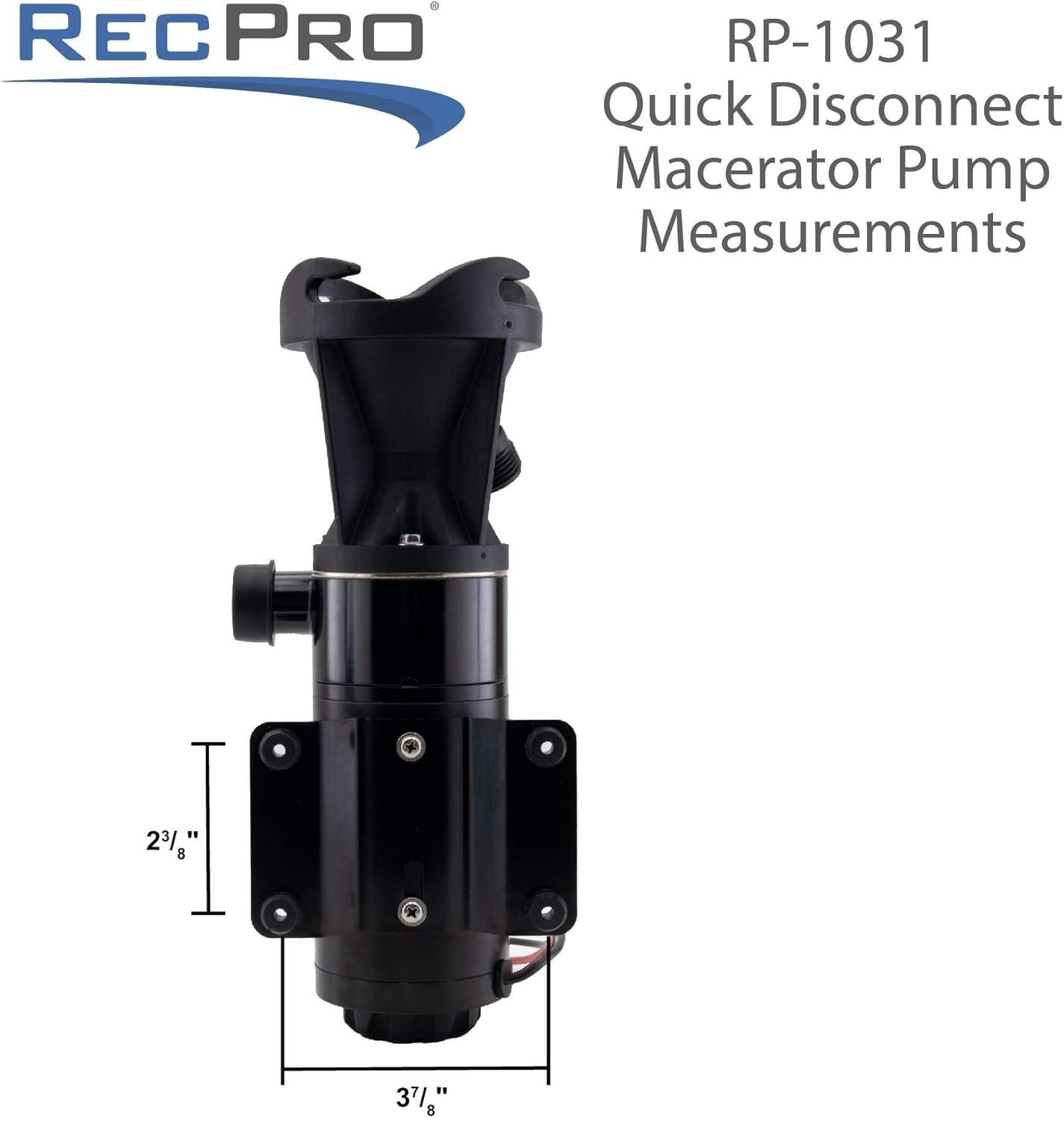 RecPro 12 Volt RV Macerator Pump, Portable 12GPM Sewage Waste Grinder Dump Pump with Flexible Impeller for RVs, Motorhomes, and Campers