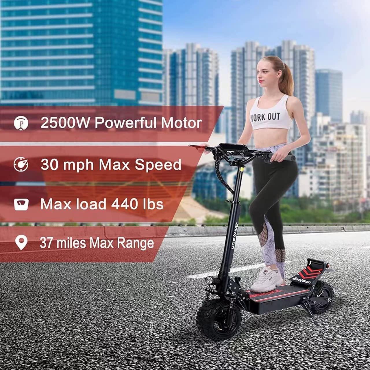 Black Alloy Steel Electric Kick Scooter with Dual Suspension