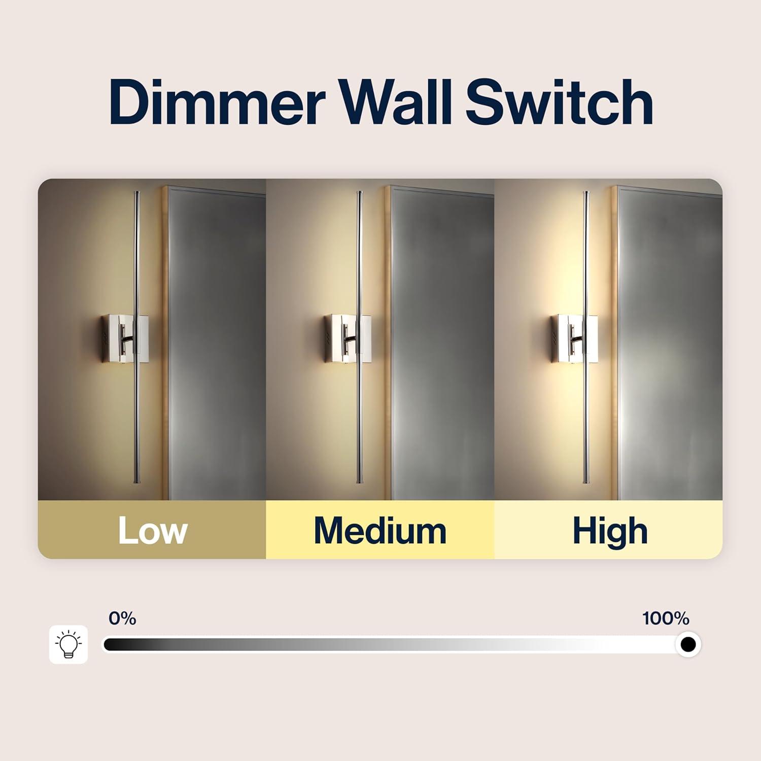JONATHAN  Y Makena Metal Dimmable Integrated Minimalist 28-in W 1 -Light Polished Chrome Integrated LED Wall Sconce