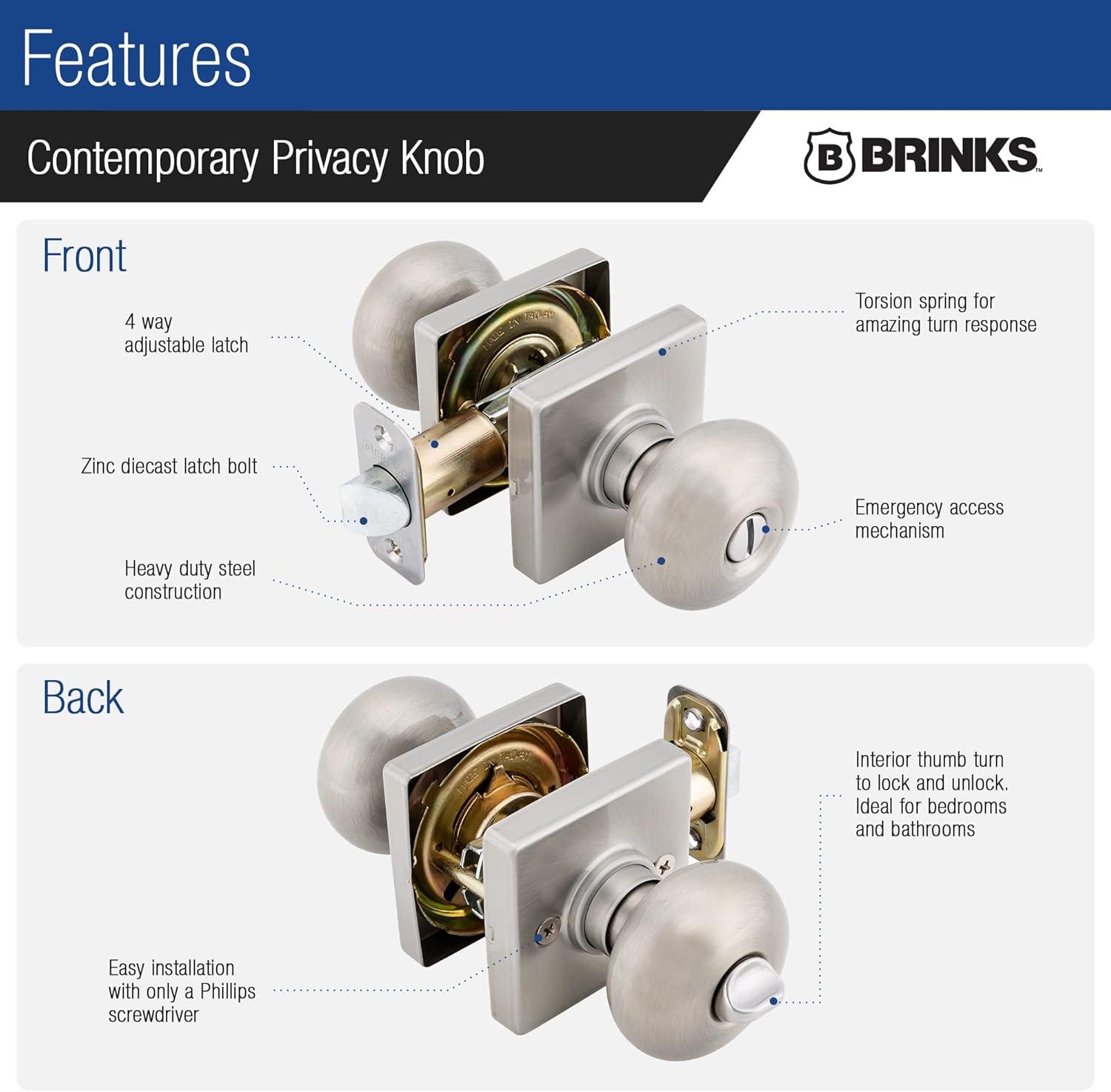 Brinks Mendocino Series Privacy Contemporary Ball Knob