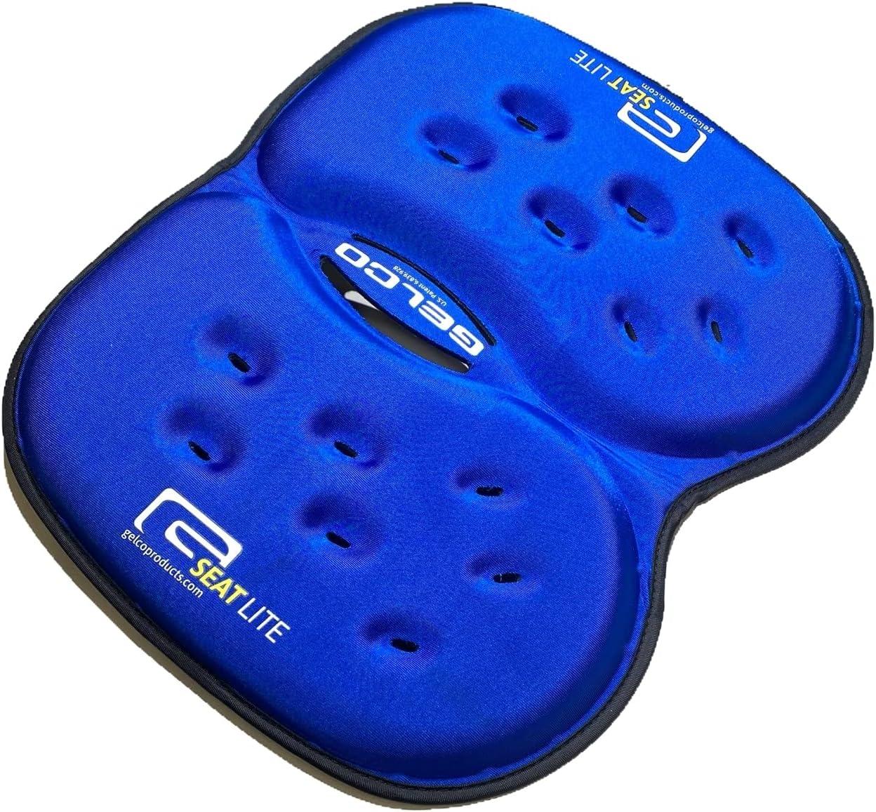 GSeat LITE - Travel Gel Foam Cushion, Relieves Tailbone Discomfort and Promotes Healthy Posture for Car, Commute, Airplane and Travel Comfort - Blue