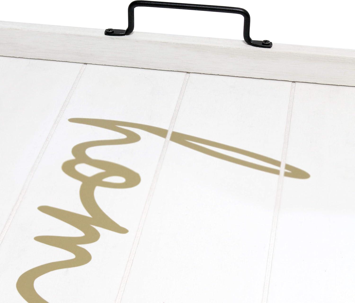 Elegant Designs "Home" 15" x 12" Serving Tray w/ Handles in White Wash