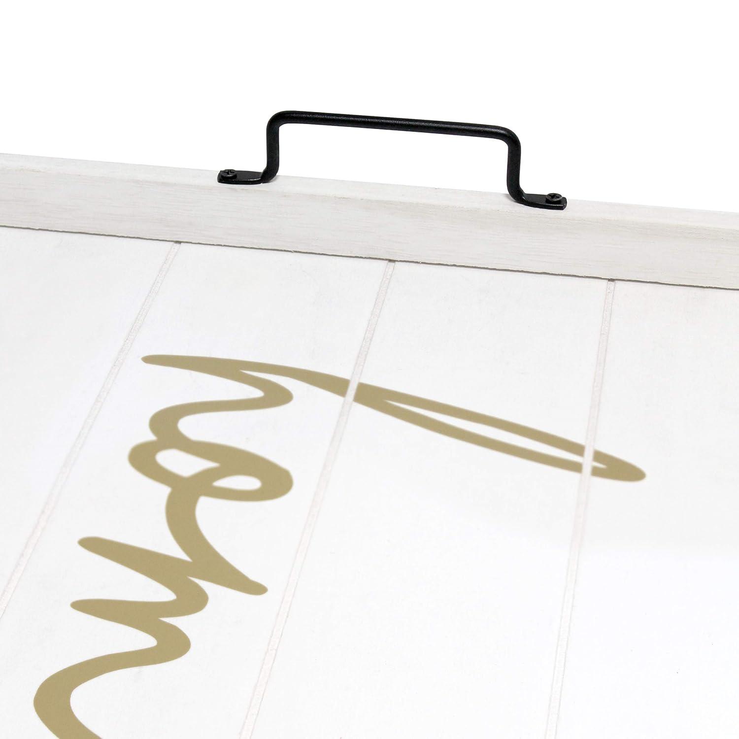 Elegant Designs "Home" 15" x 12" Serving Tray w/ Handles in White Wash