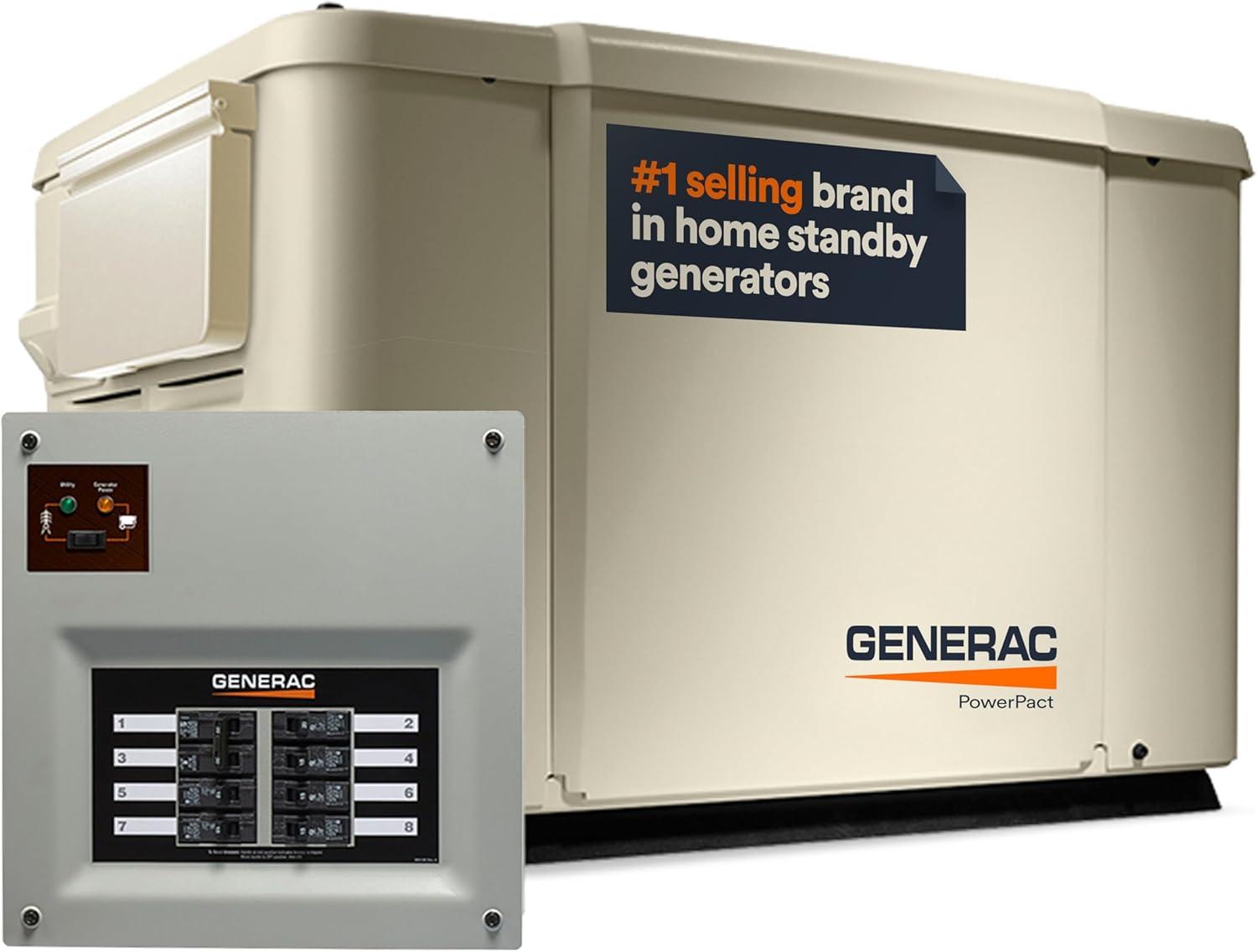 Generac 7.5kW Bisque Steel Standby Generator with Transfer Switch