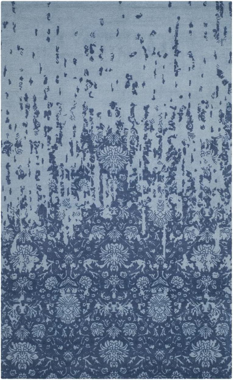Restoration Vintage RVT104 Hand Tufted Indoor Accent Rug - 4'x6' - Blue/Dark Blue - Safavieh