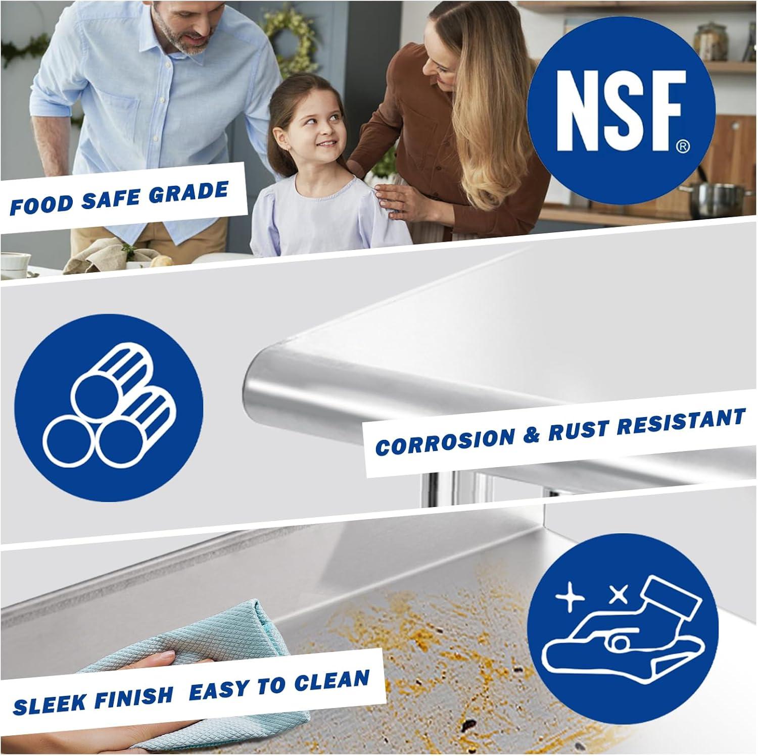 GRIDMANN NSF Stainless Steel Commercial Prep Table By GRIDMANN