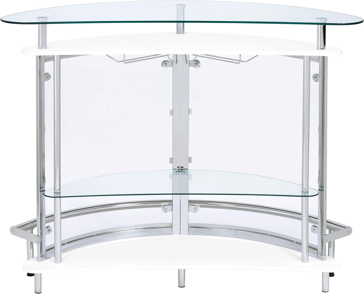Coaster Amarillo Modern 2 Tier Home Bar Cabinet White/Chrome